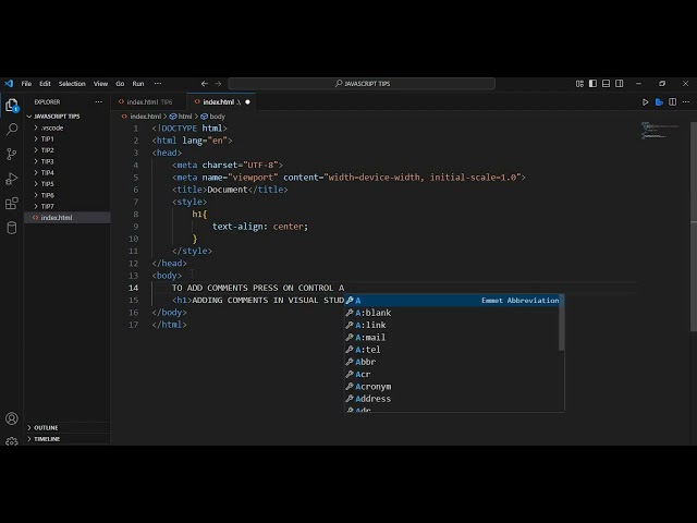 VISUAL STUDIO CODE SHORTCUTS ADDING COMMENTS TIP 7