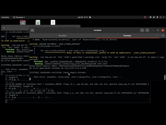 #33 rust teste msg cripto aes zeromq