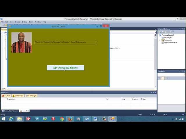 Visual Basic - Concepts, Explanations, and First Simple Project (Personal Quote)