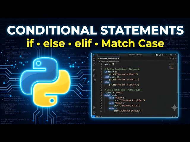 Python Conditional Statements | if, if-else, elif, Nested if, Match Case & Practice Programs