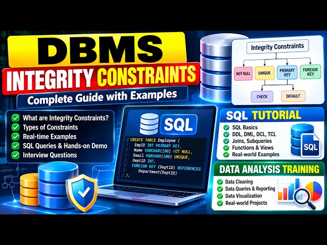 DBMS Integrity Constraints in SQL | Primary Key, Foreign Key, UNIQUE, NOT NULL & CHECK