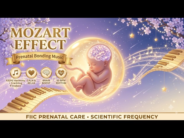 432Hz Prenatal Mozart for Babies & Crackling Fireplace 🌙 Brain Development & Deep Baby Sleep