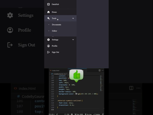 📚 Responsive Sidebar Menu using HTML & CSS #webdevelopment #coding #htmlcss #shorts