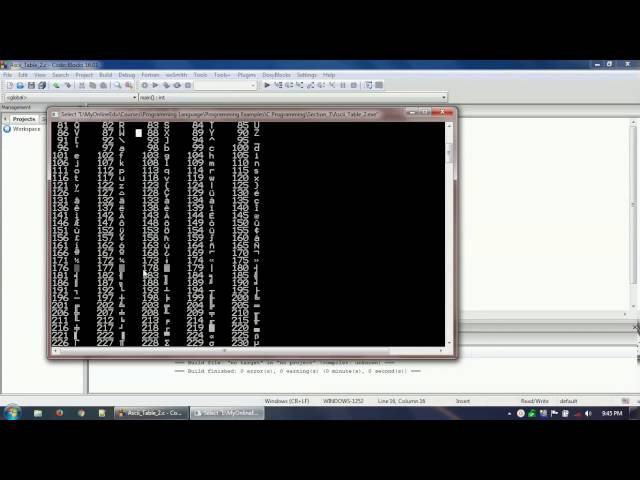 C Programming Example: Print the ASCII table and avoid infinite looping