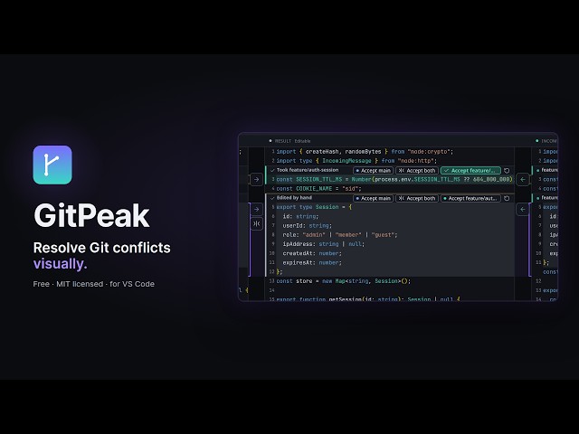 Resolve Git Merge Conflicts Visually in VS Code — GitPeak