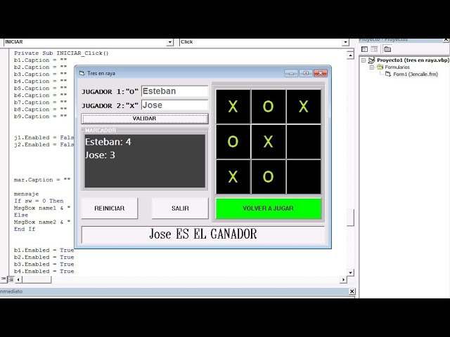 ✅ JUEGO DE TRES EN RAYA EN VISUAL BASIC 6.0
