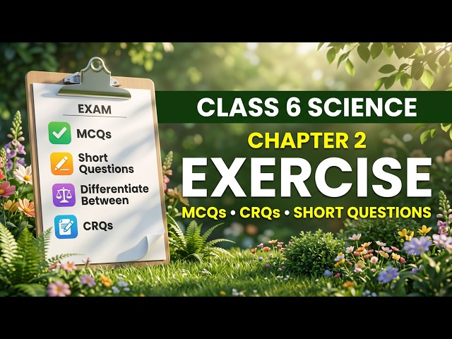 Class 6 Science Chapter 2 Exercise | MCQs, CRQs & Short Questions | Lecture 5