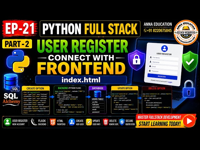 Python Full Stack Tamil | User Register with Frontend | Create Update Delete | EP-21