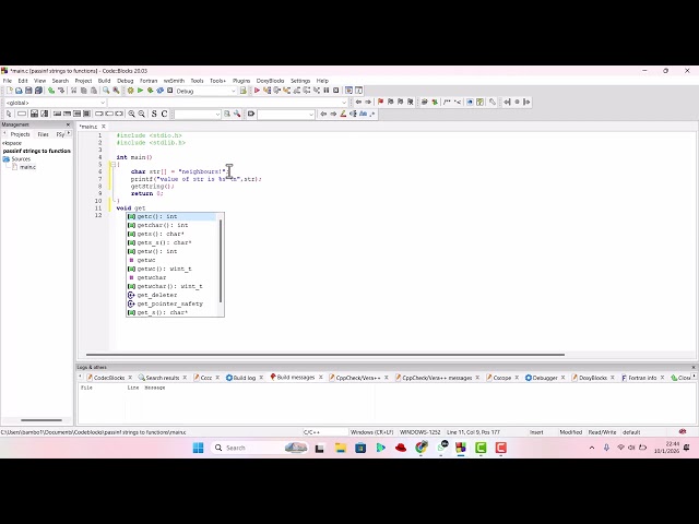 passing strings to functions in C