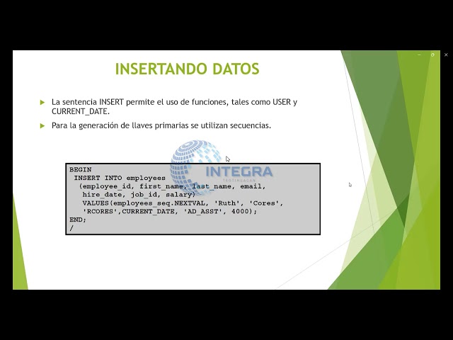 Sentencia INSERT PL/SQL ORACLE