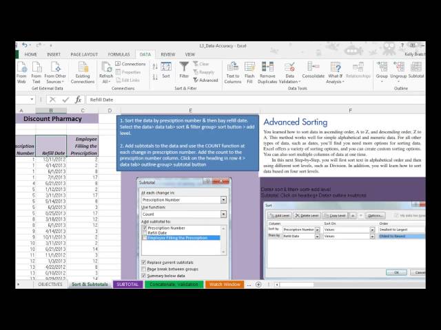 Excel- Sort & Subtotal