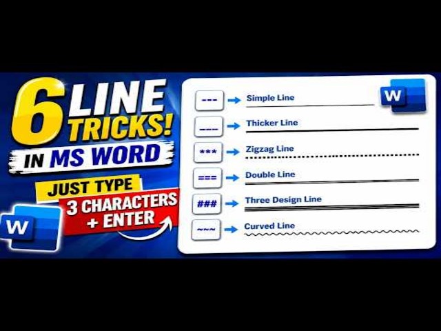 6 Line Styles in MS Word Using Keyboard Shortcuts | Easy Word Trick #msword