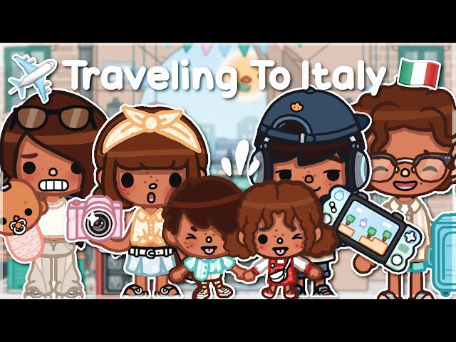 Familia grande viaja a ITALIA 🇮🇹 ✈️ || *con voz* 🔊 || Roleplay de Toca Boca