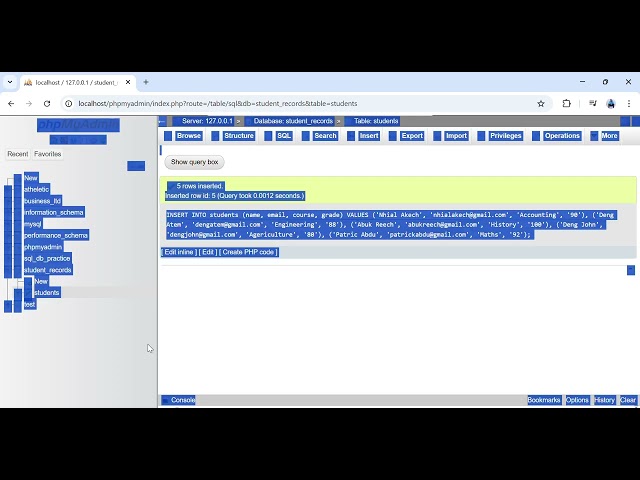 localhost   127 0 0 1   phpMyAdmin 5 2 1   Google Chrome 2026 03 27 06 24 00