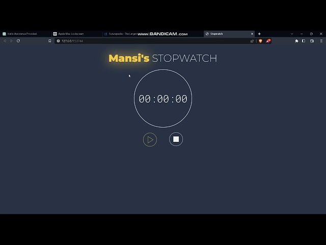 Simple Stopwatch using HTML, CSS and JAVASCRIPT.