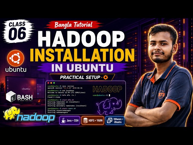 Hadoop Installation on Ubuntu (06) | Java, SSH, HDFS & YARN Setup | Hadoop Bangla Tutorial