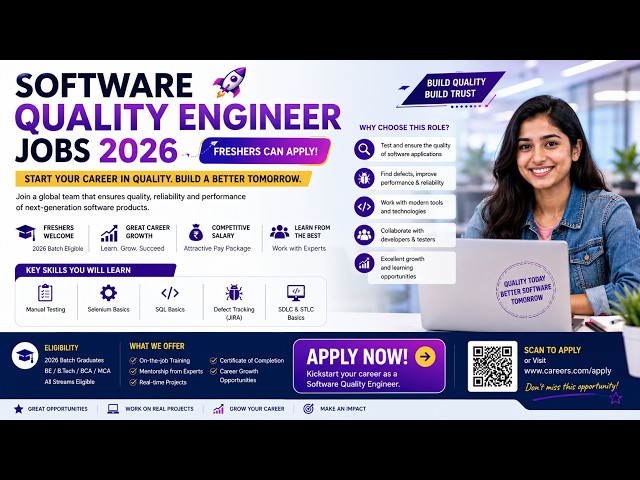Software Quality Engineer Jobs 2026 | Freshers Can Apply #QAJobs #FreshersJobs #TeluguJobs  #Hiiring