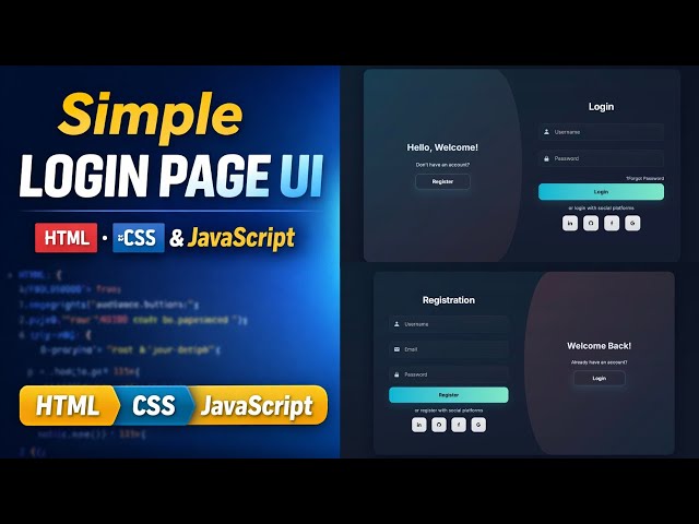 Login & Register Page UI | HTML, CSS & JavaScript