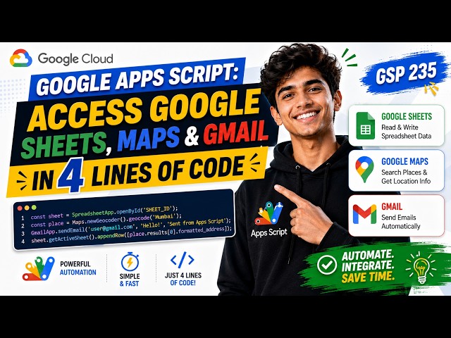 Google Apps Script  Access Google Sheets, Maps & Gmail in 4 Lines of Code #GSP235