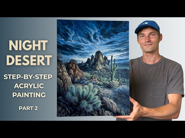 Desert Foreground STEP by STEP Acrylic Painting Tutorial | Cacti, Rocks & Desert Floor