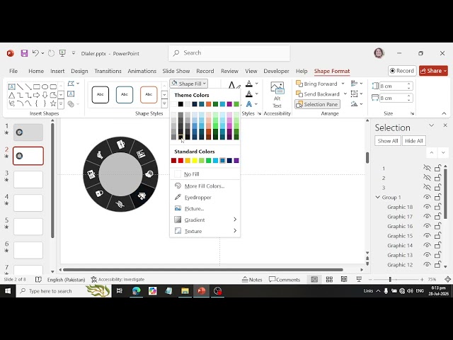 Microsoft PowerPoint Dialer Morph Presentation linking and moving