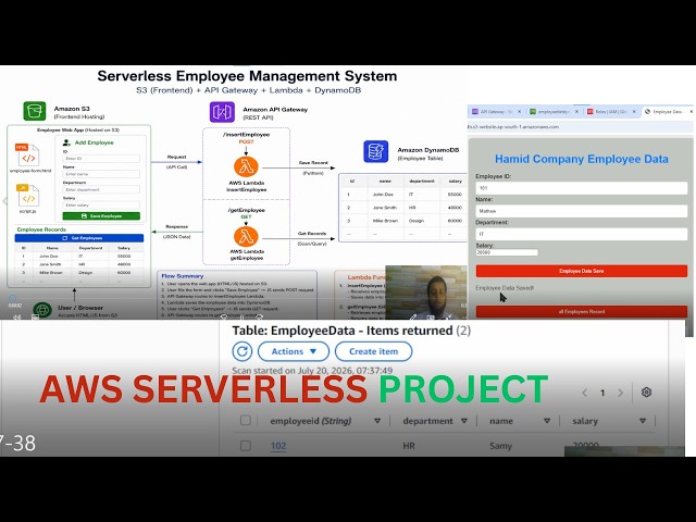 AWS Serverless Project | S3 + JavaScript AJAX + API Gateway + Lambda + DynamoDB | GET & POST API