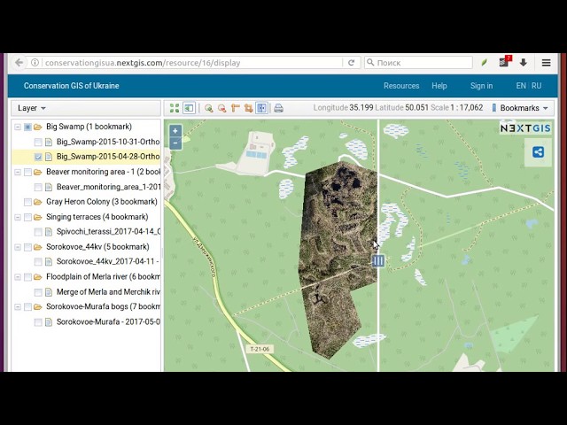 Swipe tool on Web Maps at nextgis.com
