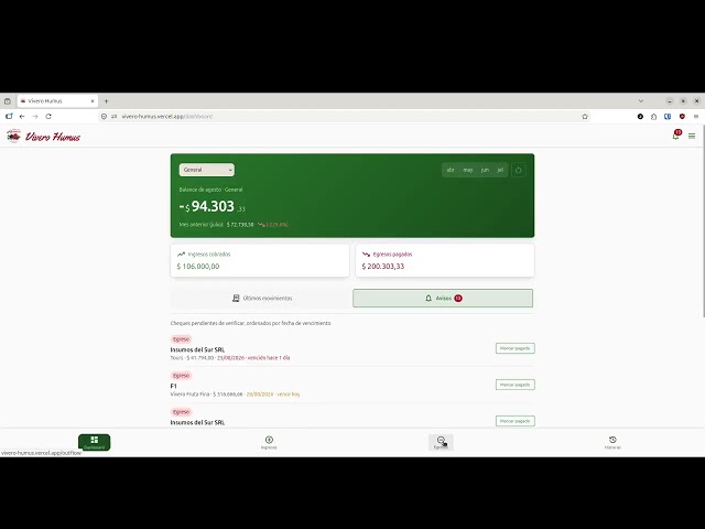 Vivero Humus — Sistema de gestión de caja para un vivero patagónico (demo)