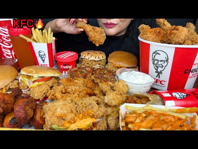 ASMR EATING KFC FRIED CHICKEN LEGPIECE,ZINGER BURGER,PERI PERI CHICKEN LEGPIECE ,FRIES