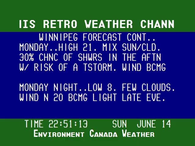 [24/7] Winnipeg Weather Channel | 80/90s Cable TV
