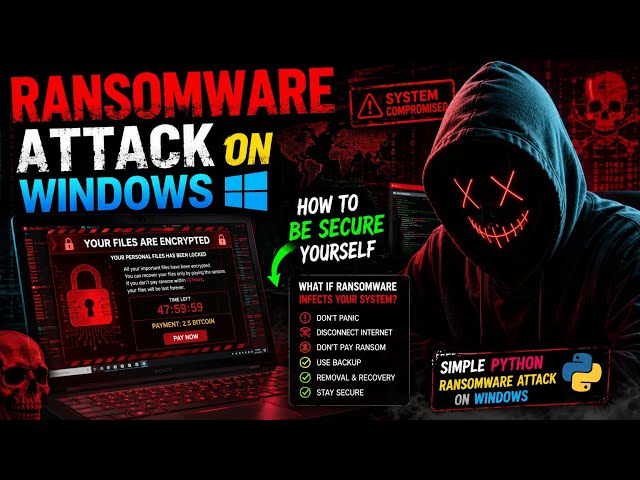 Python Ransomeware attack on Windows PC | How to be safe in 2026 from attack #cybersecurity 