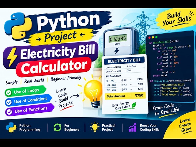 Electricity Bill Calculator in Python | Core Python Real-Time Project 🔥 | Vagdevi Technologies