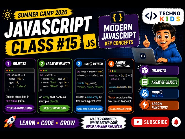JavaScript Class 15 | Objects, Array of Objects, map() & Arrow Functions | Summer Camp 2026