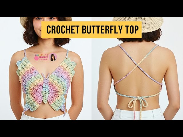 Come realizzare all'uncinetto un top a forma di farfalla 🦋❤️ (tutorial passo dopo passo) | Top es...