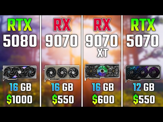 RTX 5080 vs RX 9070 vs RX 9070 XT vs RTX 5070 | Test in 7 Games