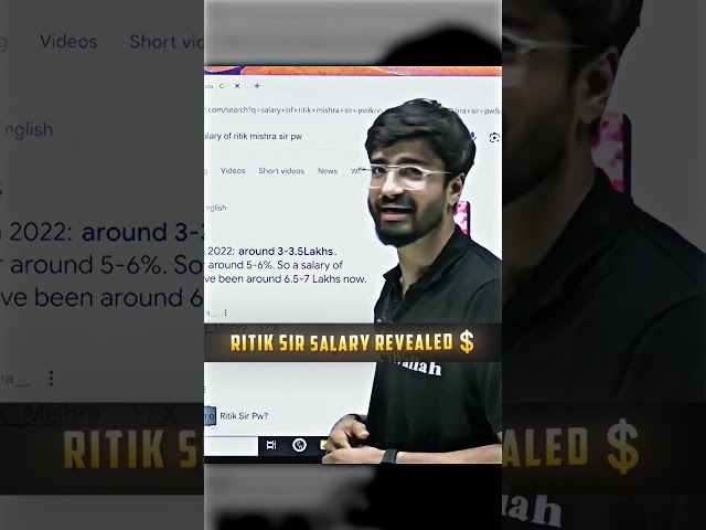Ritik Sir Salary Revealed 😱🔥 #pwians #physicswallah #alakhsir