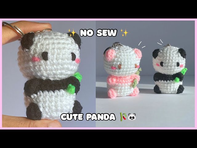 Crochet No Sew Panda 🐼✨ | easy keychain tutorial for absolute beginners 