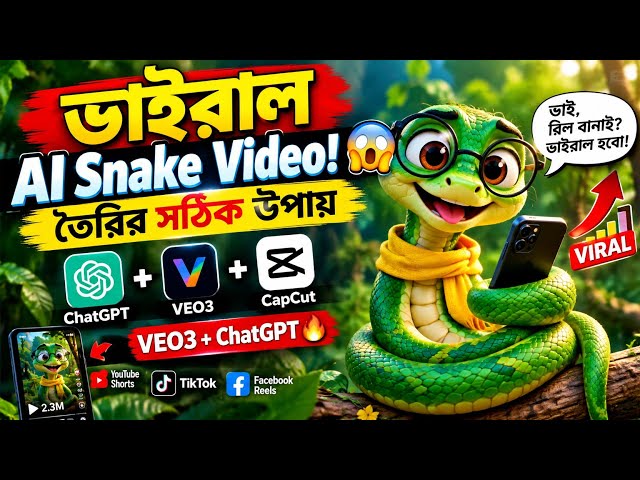 সাপের ভাইরাল এআই ভিডিও বানানোর গোপন উপায়! 🐍 Veo3 & ChatGPT Full Tutorial