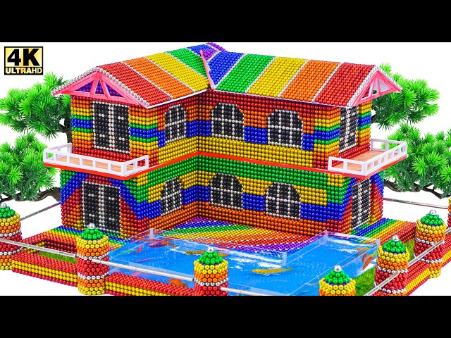 ASMR x 1,5 - Building a villa with a swimming pool and flower garden using magnets. #1