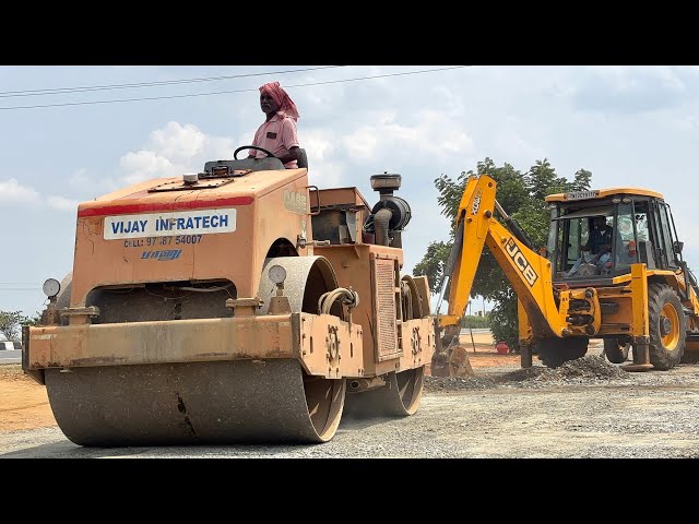 JCB 3DX & CASE 752 Road Roller Working on Road Construction || JCB Video 