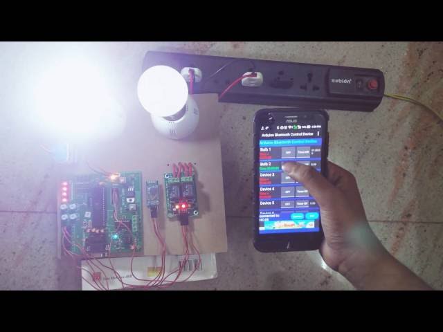 Home automation using HC-05 bluetooth module | 8051 microcontroller |