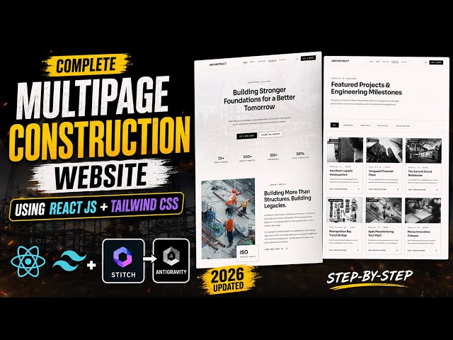 🚀Complete CONSTRUCTION Website using React JS + Tailwind CSS | Google Stitch to Antigravity (2026)