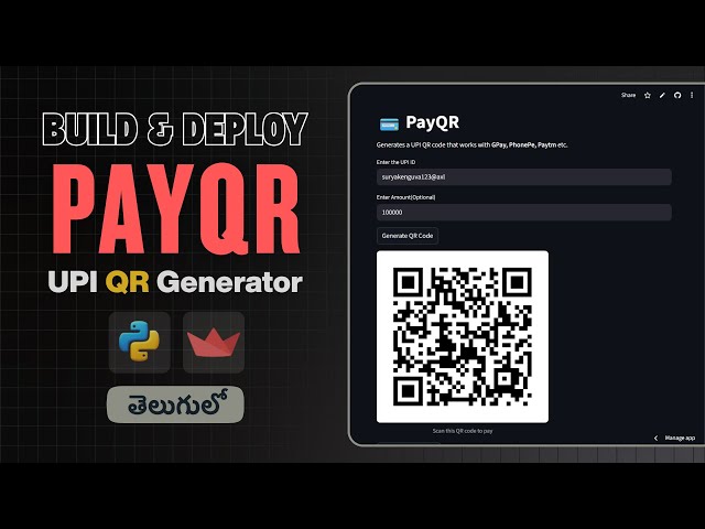 Build & Deploy UPI QR Code Generator | Python Project for Beginners in Telugu