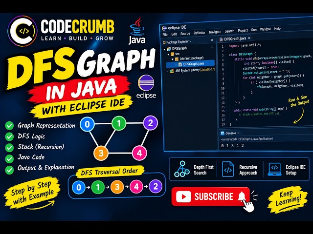 DFS Graph in Java | Depth First Search | Eclipse Implementation