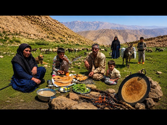 Nomadic Adventure in the Zagros Mountains of Iran🏞 | Herding, Baking Traditional Bread on Fire 🍞