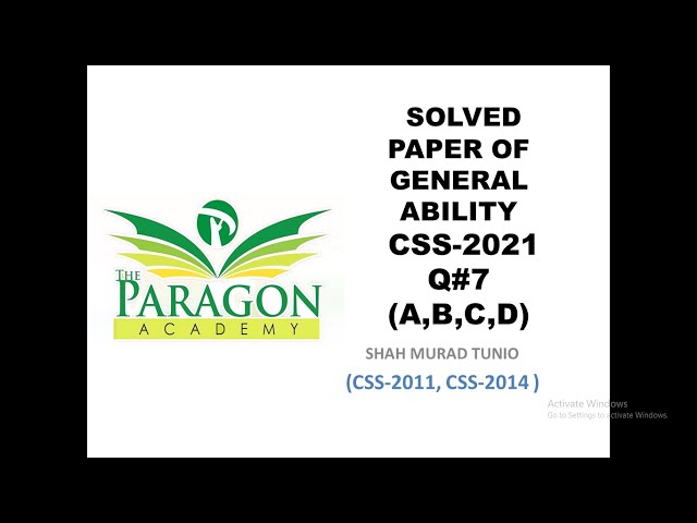 CSS 2021 Solved General Ability| (Q#7 Complete)| Past Papers|
