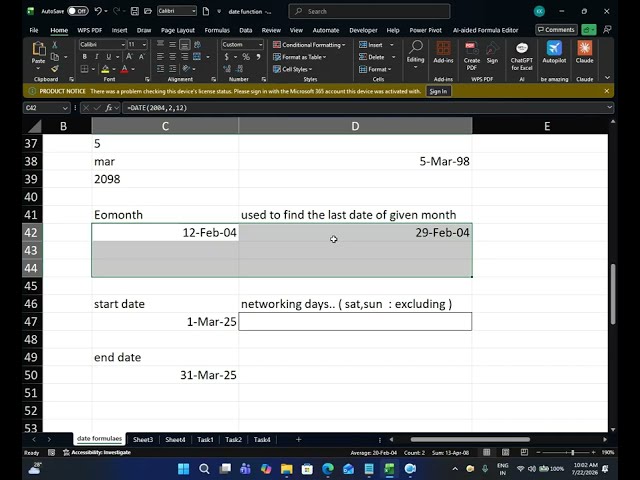 Excel Date & Time Functions | Basic Math & COUNT Functions with Practice Questions