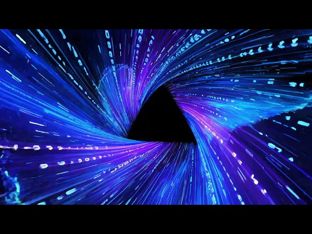 Futuristic Blue Data Tunnel Binary Code Stream Vortex Seamless Motion Background Loop Version 2