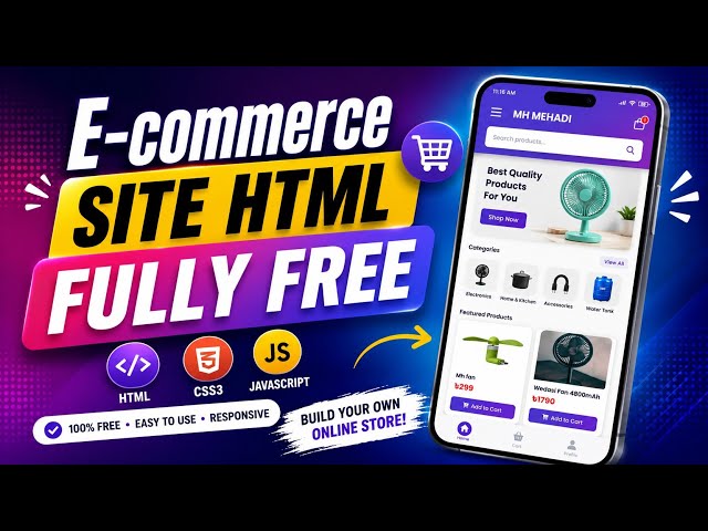 🔥 E-commerce SITE HTML CODE | Premium Responsive Website FREE 2026|| DEVELOPER MH MEHADI
