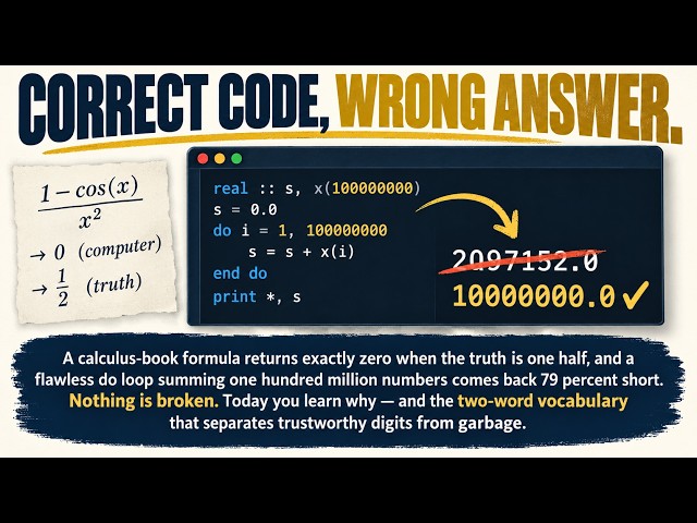 Learn Fortran #18: Correct Code, Wrong by 79 Percent | Errors, Conditioning, and Stability